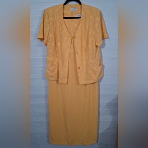 Women's SAG HARBOR Yellow Dress And cardigan Size 12